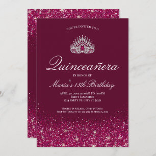Beautiful Burgundy   Quinceañera Invitation