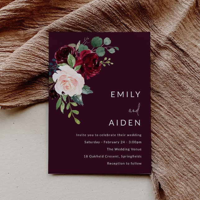 Beautiful Burgundy Red Wine Wedding Invitation (Creator Uploaded)