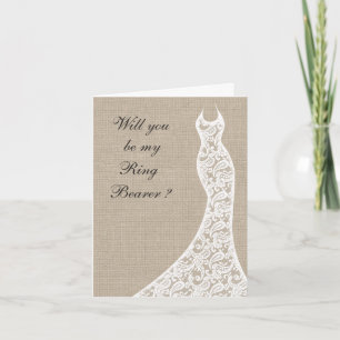Beautiful Burlap Will you be my Ring Bearer Card
