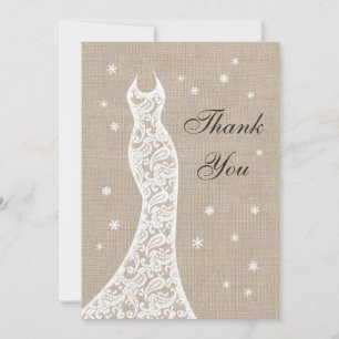 Beautiful Burlap Winter Thank You Card