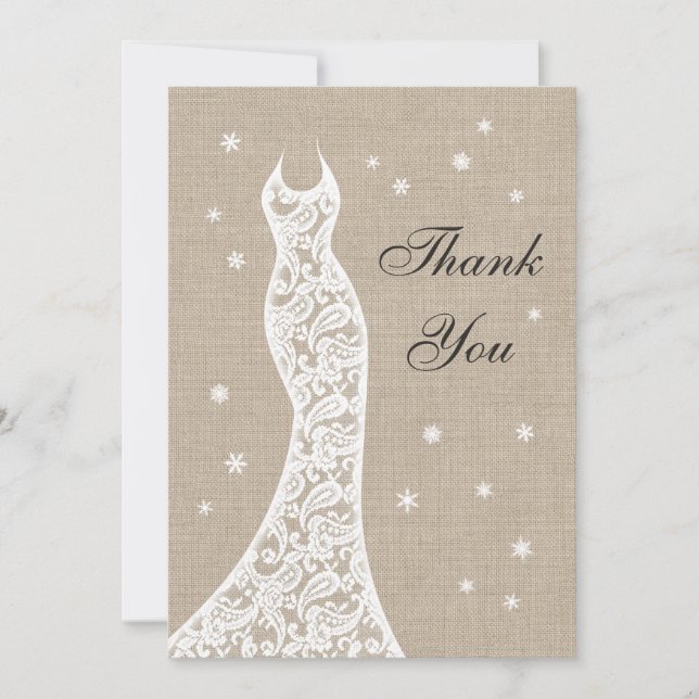 Beautiful Burlap Winter Thank You Card (Front)