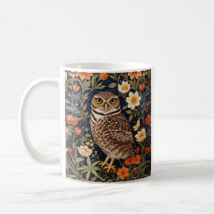 Beautiful Burrowing Owl William Morris Inspired Coffee Mug