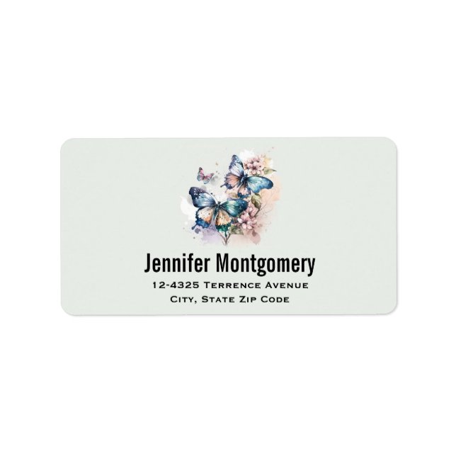 Beautiful Butterflies and Flowers Address Label (Front)