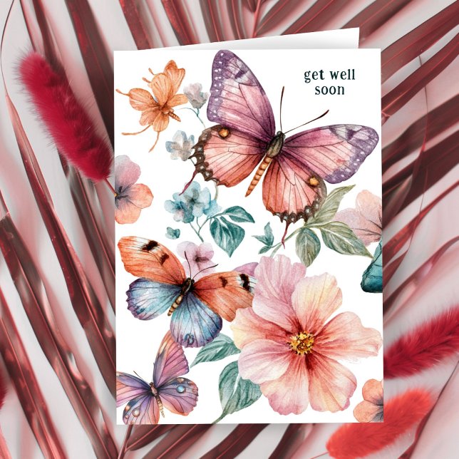 Beautiful Butterflies and Flowers GET WELL SOON Card (Beautiful Butterflies and Flowers GET WELL SOON Card
)