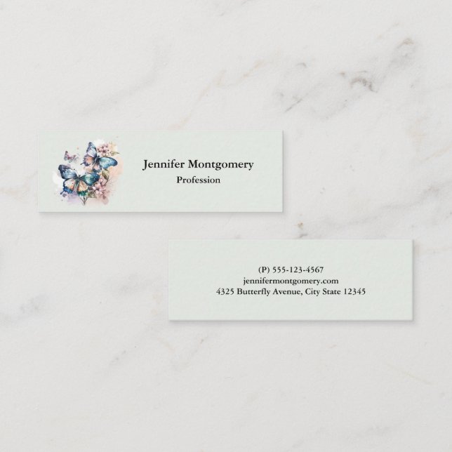 Beautiful Butterflies and Flowers Mini Business Card (Front/Back)