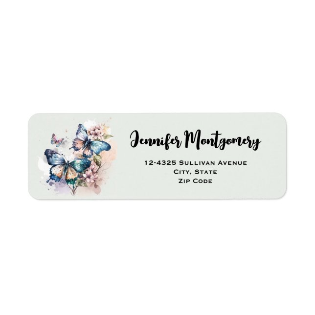 Beautiful Butterflies and Flowers Return Address Label (Front)