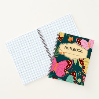 Beautiful Butterflies and Flowers Spiral Notebook