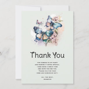 Beautiful Butterflies and Flowers Thank You Card