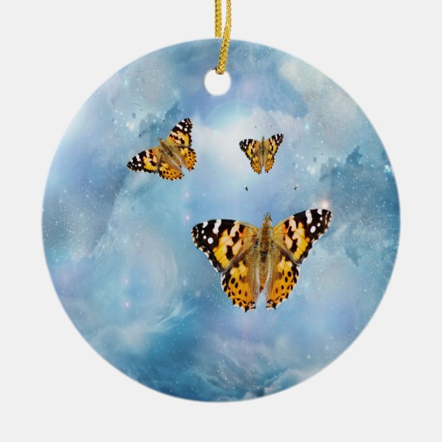 Beautiful Butterflies Ceramic Tree Decoration (Front)