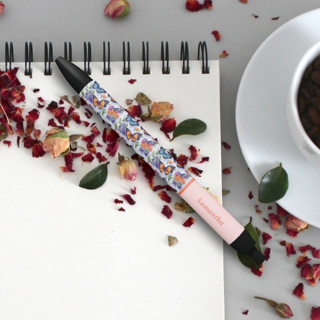 Beautiful Butterflies Colourful Girly for Students Black Ink Pen (Creator Uploaded)