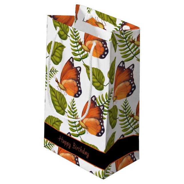 Beautiful Butterflies | Editable Text Small Gift Bag (Back Angled)