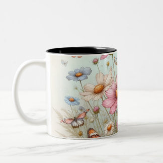 Beautiful Butterflies on Flowers Mugs