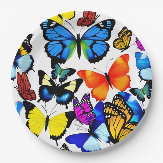 Beautiful Butterflies Paper Plate (Front)
