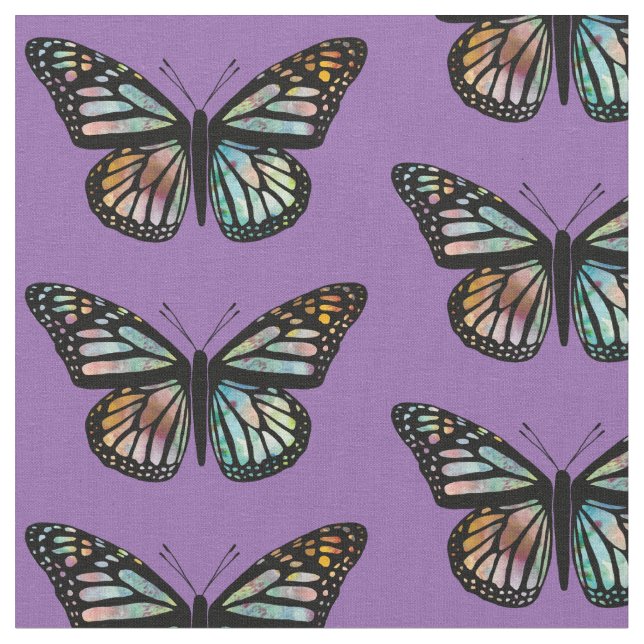 Beautiful Butterflies Pattern Monarch Watercolor Fabric (Close Up)