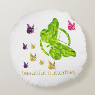 beautiful butterflies round cushion