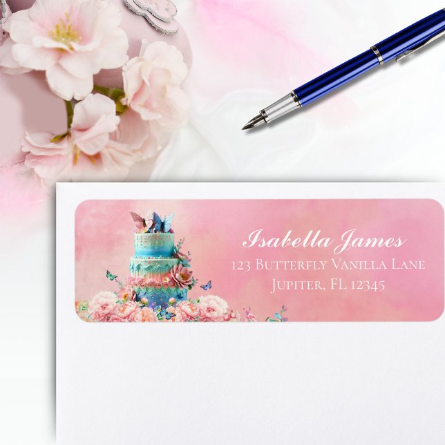 Beautiful Butterflies Twins Baby Address Label Return Address Label (Creator Uploaded)