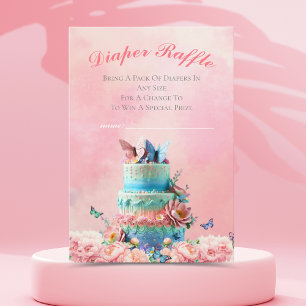 Beautiful Butterflies Twins Baby Diaper Raffle Enclosure Card