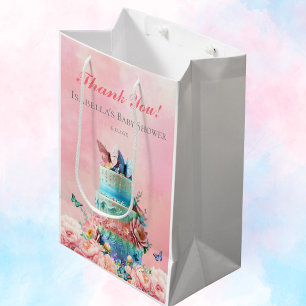 Beautiful Butterflies Twins Baby Shower Medium Gift Bag