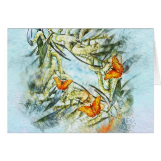 beautiful butterflies & wattle horizontal card