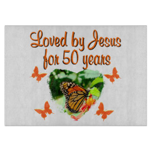 BEAUTIFUL BUTTERFLY 50TH BIRTHDAY DESIGN CUTTING BOARD