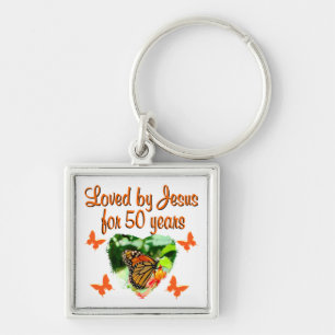 BEAUTIFUL BUTTERFLY 50TH BIRTHDAY DESIGN KEY RING