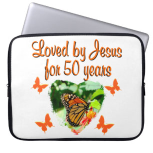 BEAUTIFUL BUTTERFLY 50TH BIRTHDAY DESIGN LAPTOP SLEEVE