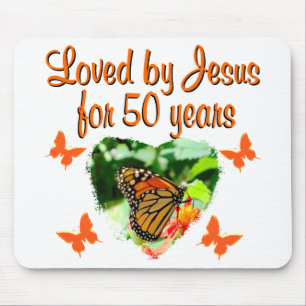 BEAUTIFUL BUTTERFLY 50TH BIRTHDAY DESIGN MOUSE PAD