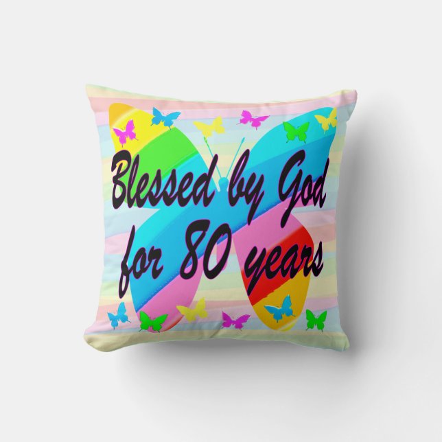 BEAUTIFUL BUTTERFLY 80TH BIRTHDAY BLESSINGS PILLOW (Front)