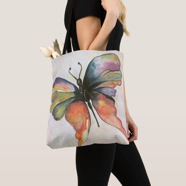 Beautiful Butterfly All-Over-Print Shoulder Tote (Close Up)
