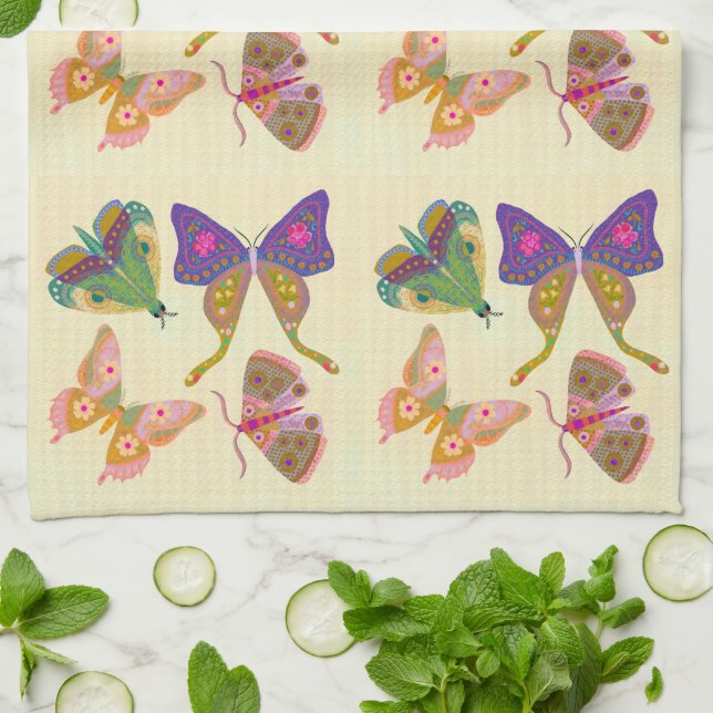  Beautiful Butterfly and Moth Kitchen Towel (Folded)