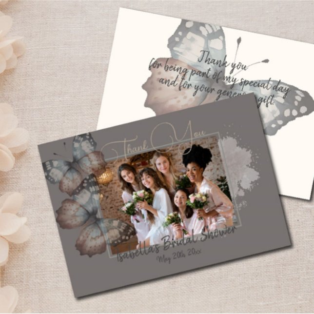 Beautiful Butterfly Bridal Shower Thank You Card (Creator Uploaded)