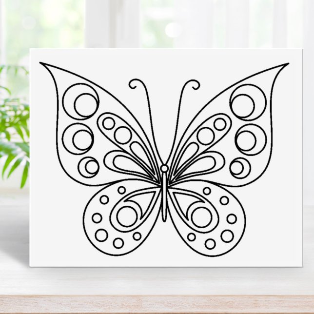 Beautiful Butterfly Colouring Page Rubber Stamp (Creator Uploaded)
