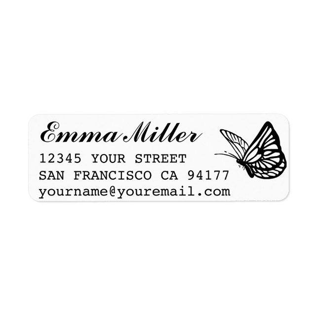 Beautiful Butterfly Custom Name Return Address Return Address Label (Front)