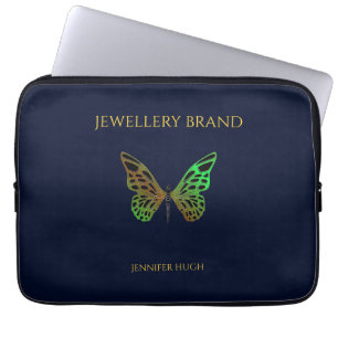 Beautiful butterfly dark blue laptop sleeve
