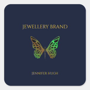 Beautiful butterfly dark blue square sticker