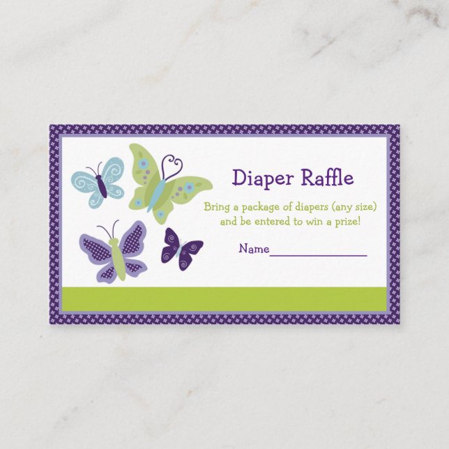 Beautiful Butterfly Diaper Raffle Tickets Enclosure Card (Front)