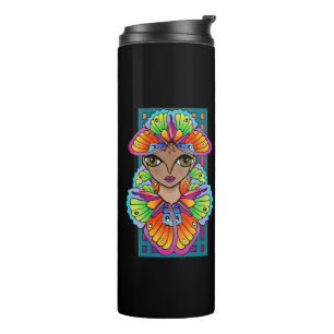 Beautiful Butterfly Girl Custom-Cut Vinyl Sticker Thermal Tumbler