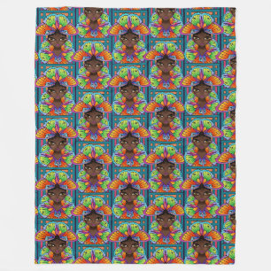 Beautiful Butterfly Girl Fleece Blanket