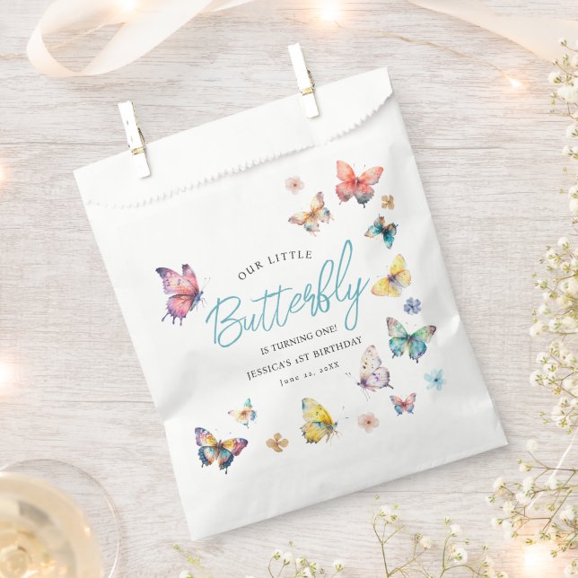 Beautiful Butterfly Girl's Birthday Party Favour Bag (Clipped)