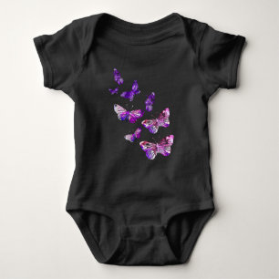Beautiful Butterfly Girls Purple Butterlies Baby Bodysuit