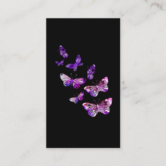 Beautiful Butterfly Girls Purple Butterlies Business Card (Front)