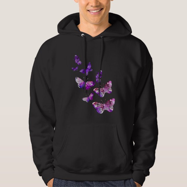 Beautiful Butterfly Girls Purple Butterlies Hoodie (Front)
