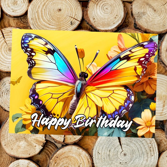 Beautiful Butterfly Illustration Happy Birthday Card (Thumbnail)