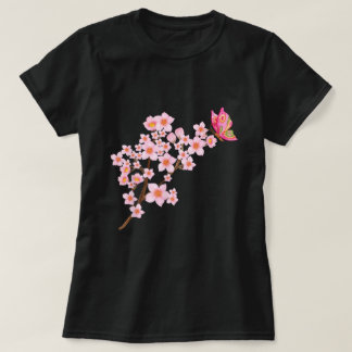Beautiful Butterfly Japanese Cherry Blossom Sakura T-Shirt
