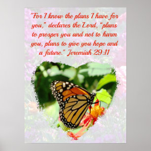BEAUTIFUL BUTTERFLY JEREMIAH 29:11 PLANS FOR HOPE POSTER