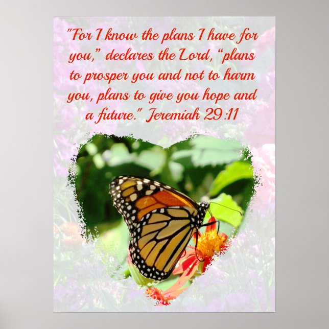 BEAUTIFUL BUTTERFLY JEREMIAH 29:11 PLANS FOR HOPE POSTER (Front)