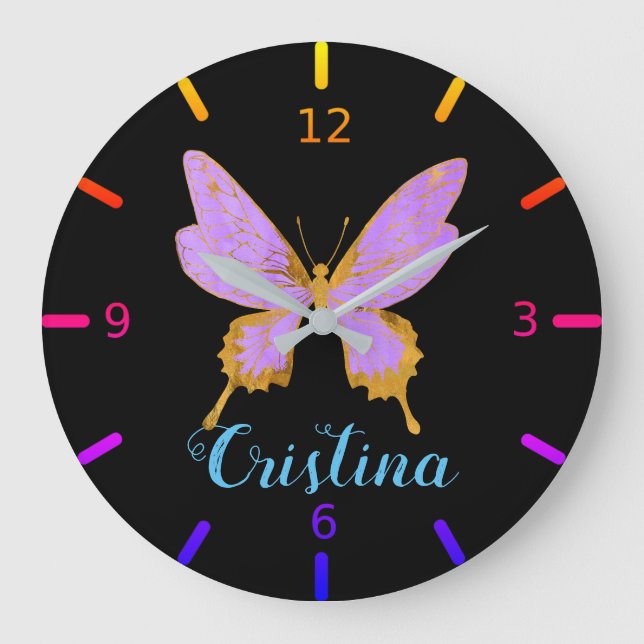 Beautiful Butterfly Large Clock (Front)