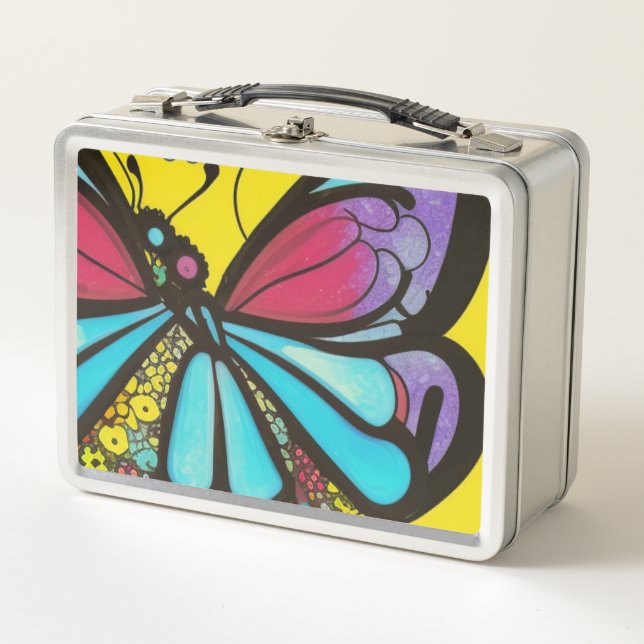Beautiful Butterfly Metal Lunch Box (Front)