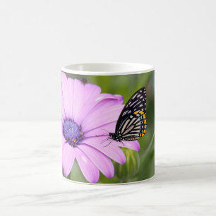 Beautiful Butterfly on a Pink Flower, with Friend Coffee Mug