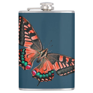 Beautiful Butterfly on dark blue Flask